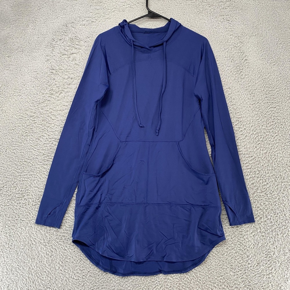 BloqUV Hoodie Dress Womens Medium Blue Lightweight‎ Sun Hiking Pockets Active
